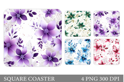 Flowers Coaster Sublimation. Flowers Square Coaster