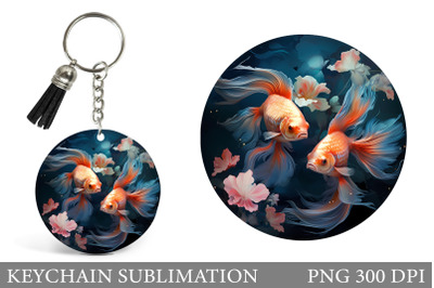 Fish Round Keychain Design. 3D Fish Keychain Sublimation