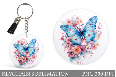 Butterfly Round Keychain. Butterfly Keychain Sublimation