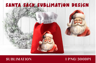 Santa Sack Sublimation Design, Christmas Gift Bag