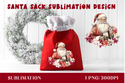 Santa Sack Sublimation Design, Christmas Gift Bag