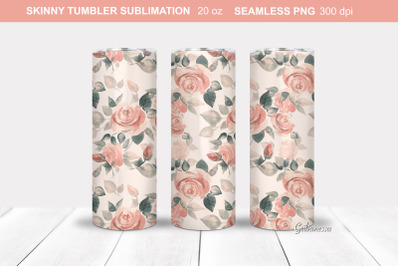 Watercolor roses Tumbler Wrap | Floral Tumbler Sublimation