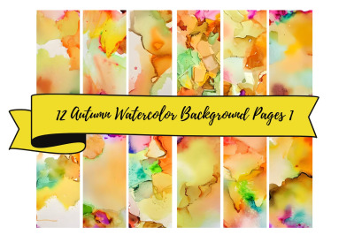 12 Watercolor Autumn Background Sheets