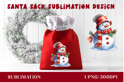 Santa Sack Sublimation Design, Gift Bag with snowman
