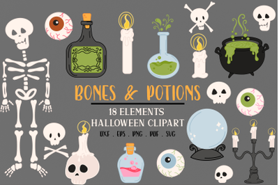 Bones and Potions Cute Halloween Clipart svg | Spooky svg clipart | Ha