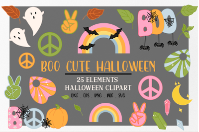 Boo Cute Halloween Clipart svg | Retro Spooky svg clipart | Retro Hall
