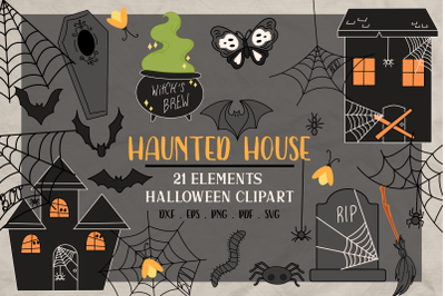 Haunted House Cute Halloween Clipart svg | Spooky svg clipart | Hallow
