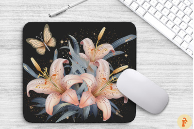 Delicate Lily Flowers Mouse Pad