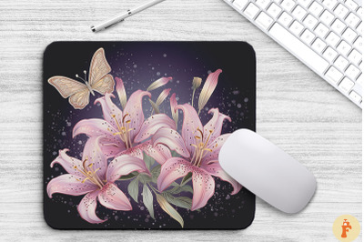 Delicate Lily Flowers Mouse Pad