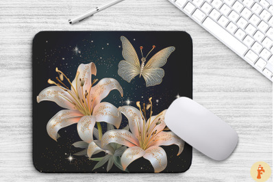 Delicate Lily Flowers Mouse Pad