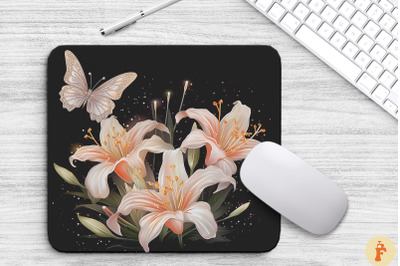 Delicate Lily Flowers Mouse Pad