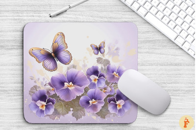 Delicate Pansy Flowers Mouse Pad