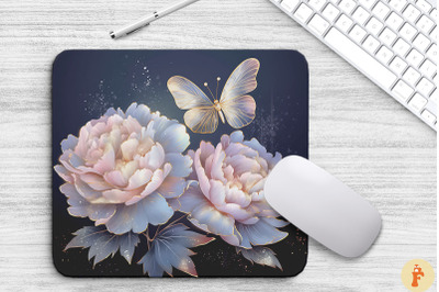 Delicate Peony Flowers Mouse Pad