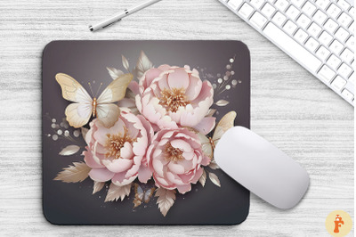 Delicate Peony Flowers Mouse Pad