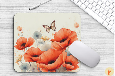 Delicate Poppy Flowers Mouse Pad