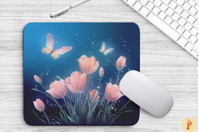 Delicate Tulip Flowers Mouse Pad