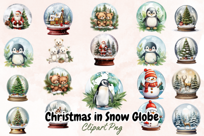 Christmas in Snow Globe Clipart