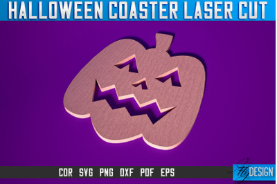 Halloween Coasters Laser Cut SVG | Pumpkin Laser Cut SVG Design | CNC