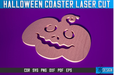 Halloween Coasters Laser Cut SVG | Pumpkin Laser Cut SVG Design | CNC