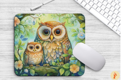 Family Owls In A Lush Green Forest