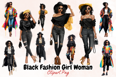 Black Fashion Girl Woman Clipart