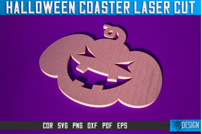 Halloween Coasters Laser Cut SVG | Pumpkin Laser Cut SVG Design | CNC