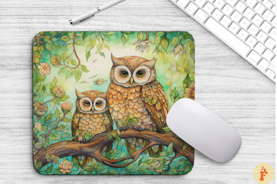 Family Owls In A Lush Green Forest