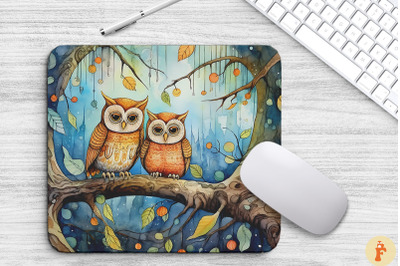 Small Whimsical Owls On A Branch