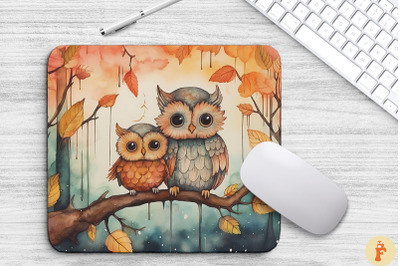 Small Whimsical Owls On A Branch