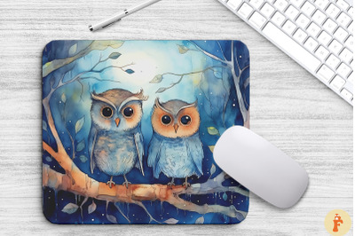 Small Whimsical Owls On A Branch