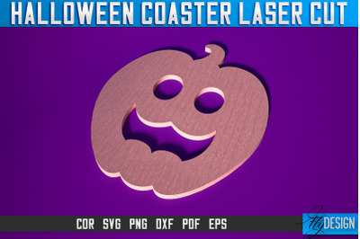 Halloween Coasters Laser Cut SVG | Pumpkin Laser Cut SVG Design | CNC