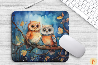 Small Whimsical Owls On A Branch