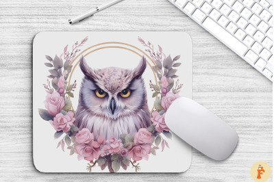 Beautiful Owl In The Flowers Mouse Pad