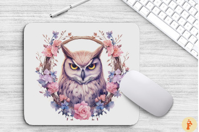 Beautiful Owl In The Flowers Mouse Pad