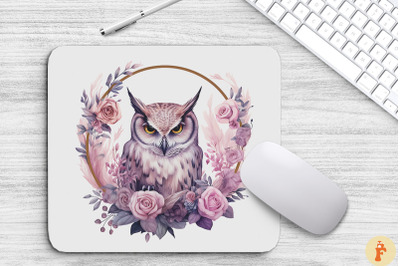 Beautiful Owl In The Flowers Mouse Pad