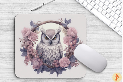 Beautiful Owl In The Flowers Mouse Pad