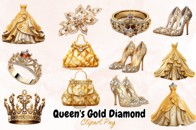 Queen&amp;&23;039;s Gold Diamond Sublimation Clipart