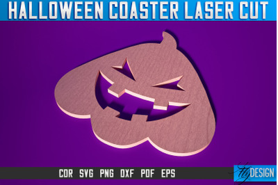 Halloween Coasters Laser Cut SVG | Pumpkin Laser Cut SVG Design | CNC