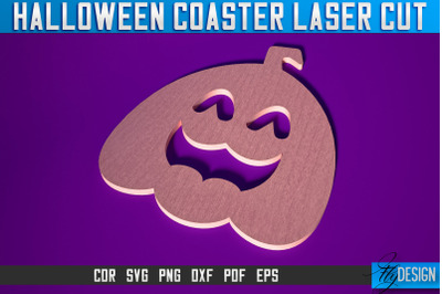 Halloween Coasters Laser Cut SVG | Pumpkin Laser Cut SVG Design | CNC