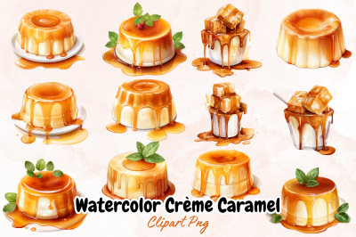 Watercolor Creme Caramel Clipart