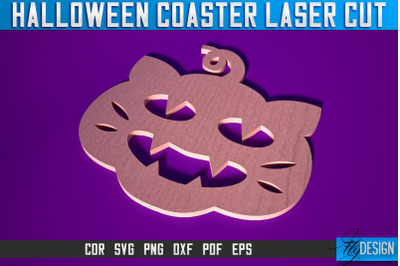 Halloween Coasters Laser Cut SVG | Pumpkin Laser Cut SVG Design | CNC