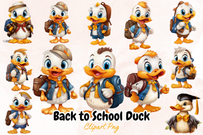 Back to School Duck Sublimation Clipart