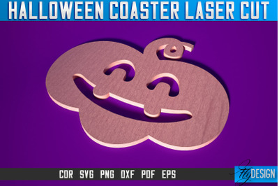 Halloween Coasters Laser Cut SVG | Pumpkin Laser Cut SVG Design | CNC