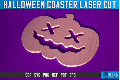 Halloween Coasters Laser Cut SVG | Pumpkin Laser Cut SVG Design | CNC