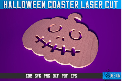 Halloween Coasters Laser Cut SVG | Pumpkin Laser Cut SVG Design | CNC