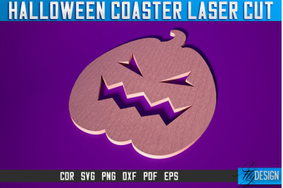 Halloween Coasters Laser Cut SVG | Pumpkin Laser Cut SVG Design | CNC