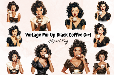 Vintage Pin Up Black Coffee Girl Bundle