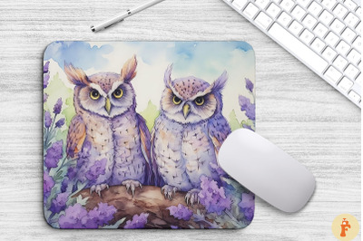 Whimsical Owls And Lavender Mouse Pad