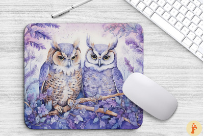 Whimsical Owls And Lavender Mouse Pad