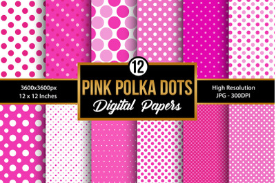 Pink Polka Dots Pattern Digital Papers